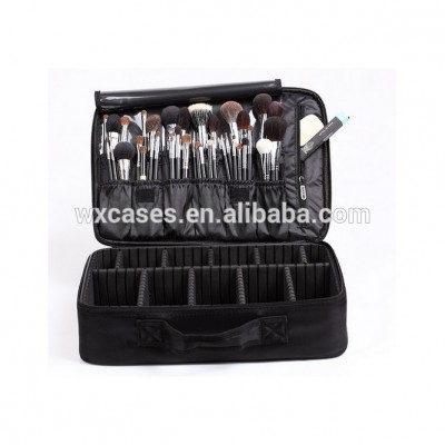 In stock best-seller waterproof canvas cosmetic bag makeup brushes case  train case makeup with strong plastic frame,winxtan