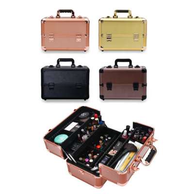 In stock new arrival rose gold aluminum cosmetic beauty case makeup case with 4 trays From Manufacturer Foshan,Guangdong,China